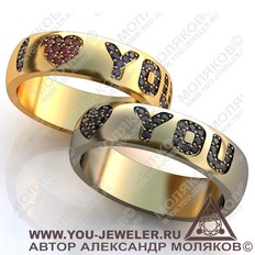 obr102 обручальное кольцо <br>  I LOVE YOU 3